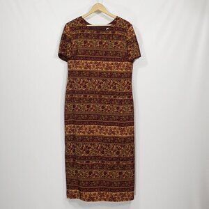 Vintage Koret  90's Burgundy Floral Maxi Dress   16P